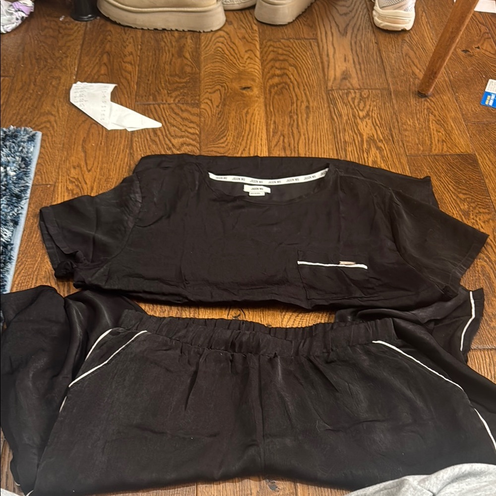 Jason Wu Black Satin Pajama Set